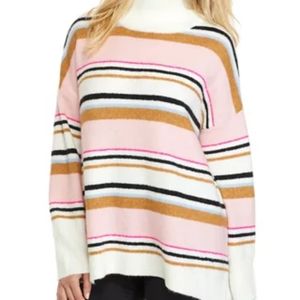 Crown & Ivy Long Sleeve Mock Neck Striped Oversize